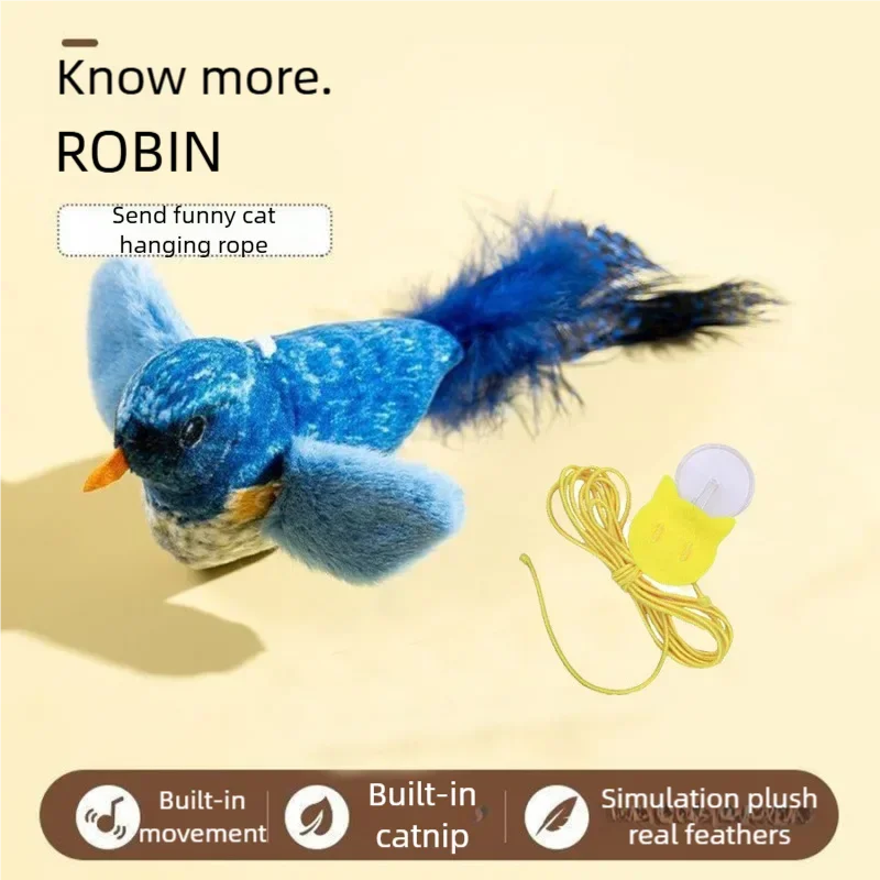 Interactive Cat Toy Electric Simulation Bird With Chirping Sound Flapping Wings Plush Chew Bite Toy For Kittens Cats Pet toy