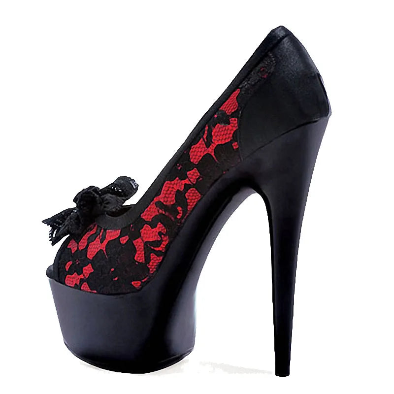 And Autumn Single Shoes15 cm Lace Fashion Elegant High Heels Club Sexy High Heels Women's Large Spring New Fish Mouth Thin Heel