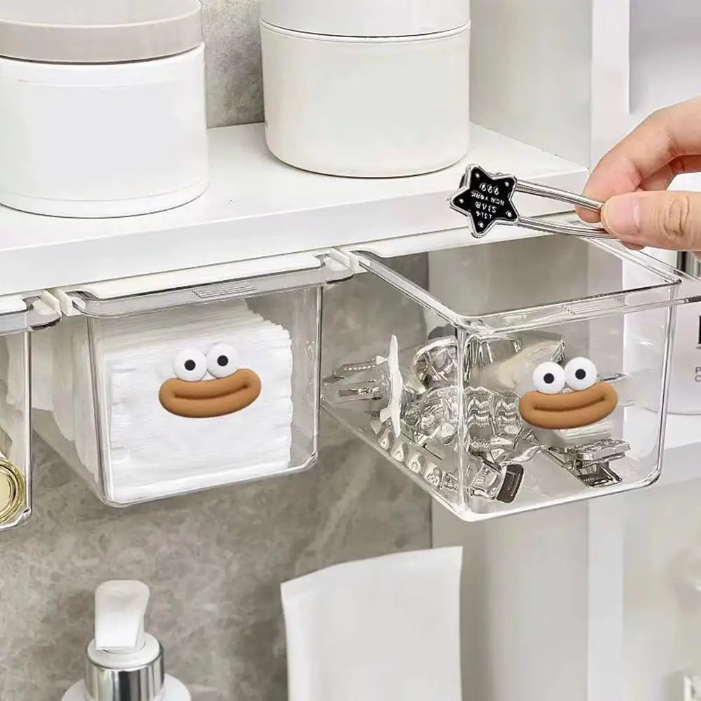 Transparent Bathroom Storage Box Hidden Cosmetics Organizer Hair clips, Makeup pads,Cotton Stick Pull-Out Storage Box