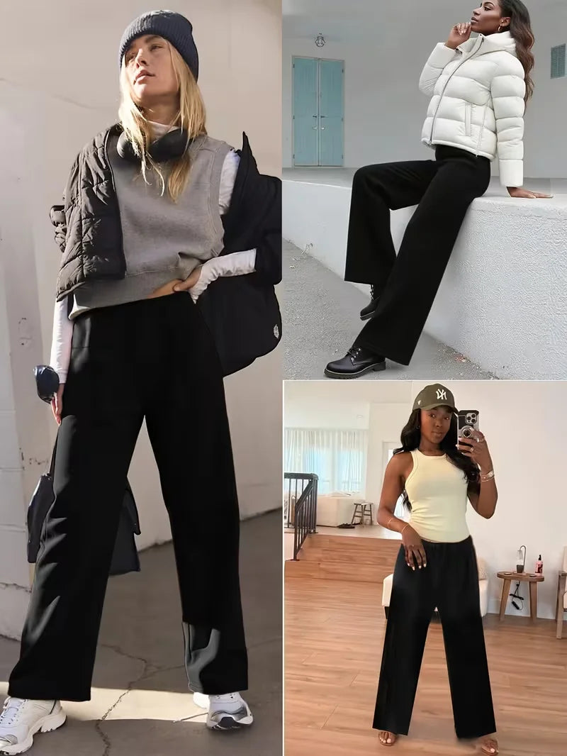 Casenzia™ Calça Wide Leg Aveludada Premium