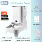Smart Automatic Pet Feeder with 1080P HD Camera 15cm Elevated 5G WiFi Tuya APP Furpipi Control Automatic Cat Dog Food Dispenser