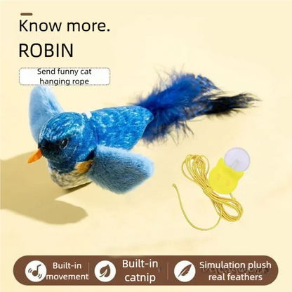 Interactive Cat Toy Electric Simulation Bird With Chirping Sound Flapping Wings Plush Chew Bite Toy For Kittens Cats Pet toy