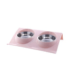 Double Bowls Pet dog cat Feeding Station Stainless Steel Water Food Bowls Feeder Solution for Dogs Cats supplies