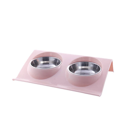 Double Bowls Pet dog cat Feeding Station Stainless Steel Water Food Bowls Feeder Solution for Dogs Cats supplies