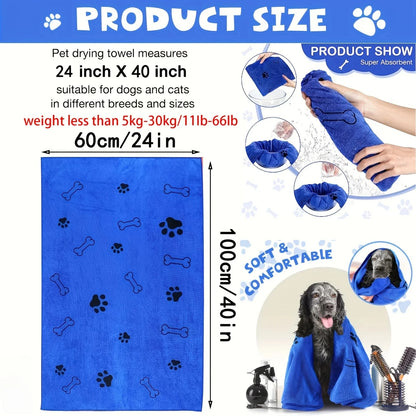 1-2pcs Quick-Drying Microfiber Dog Towel Absorbent Pet Bath Product Fiber Quick-drying Bath Towel Car Wiping Cloth Pet Supplies