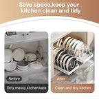Kitchen Multifunctional Organizer Pull Out for Pots/Pans Sliding Lid Holder Spice Rack & Dish Drying Racks Drawer Organizer