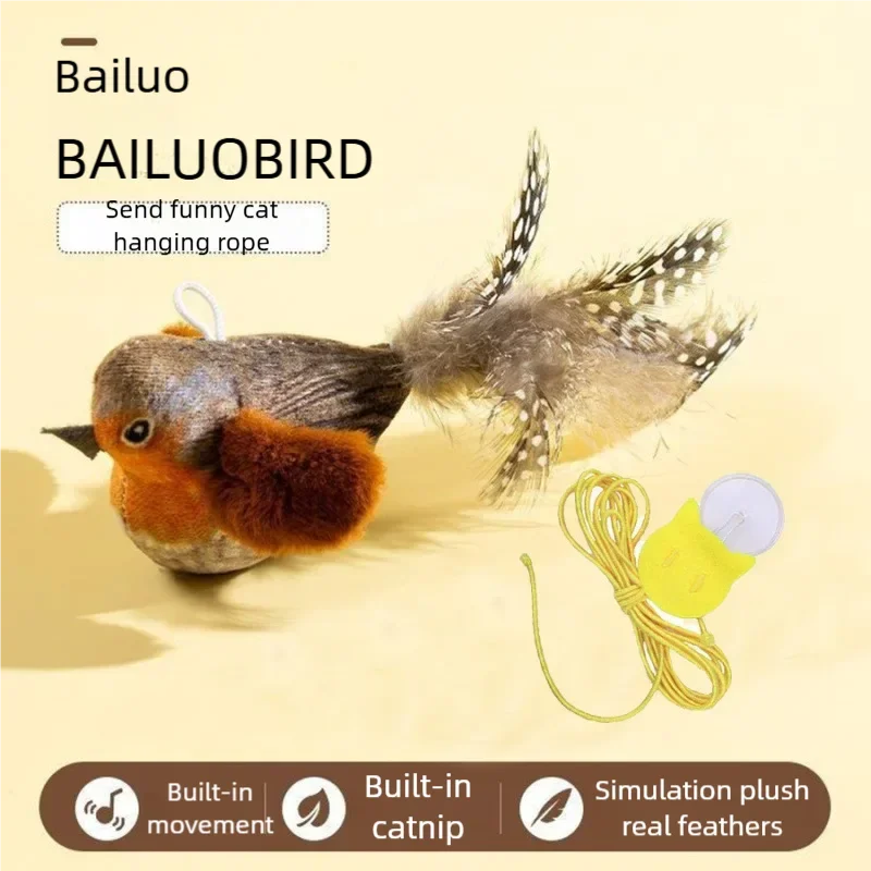 Interactive Cat Toy Electric Simulation Bird With Chirping Sound Flapping Wings Plush Chew Bite Toy For Kittens Cats Pet toy