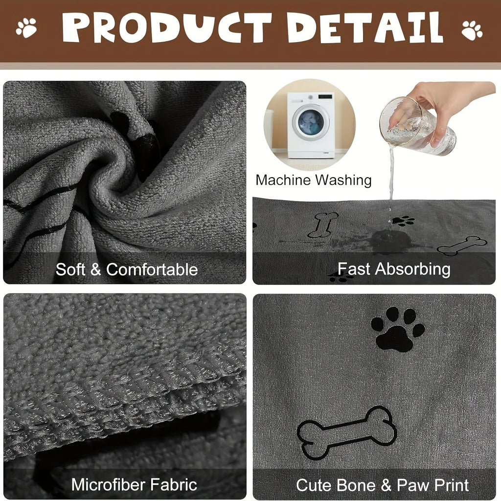 1-2pcs Quick-Drying Microfiber Dog Towel Absorbent Pet Bath Product Fiber Quick-drying Bath Towel Car Wiping Cloth Pet Supplies