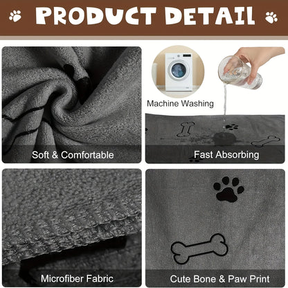 1-2pcs Quick-Drying Microfiber Dog Towel Absorbent Pet Bath Product Fiber Quick-drying Bath Towel Car Wiping Cloth Pet Supplies