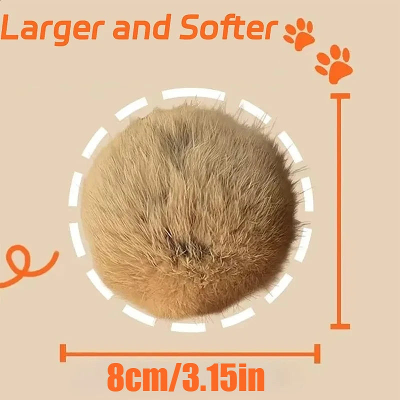 3pcs Rabbit Fur Ball Interactive Cat Toy Pet Product Containing Catnip Toy Ball Chasing Plush Toy Ball Cat Accessories 8cm