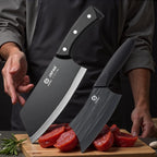 2Pcs 3Cr13 Stainless Steel Knives Kitchen Slicing Knife Chinese Chef's Butcher Knife Plastic Forged Blade Knives Cooking Cleaver