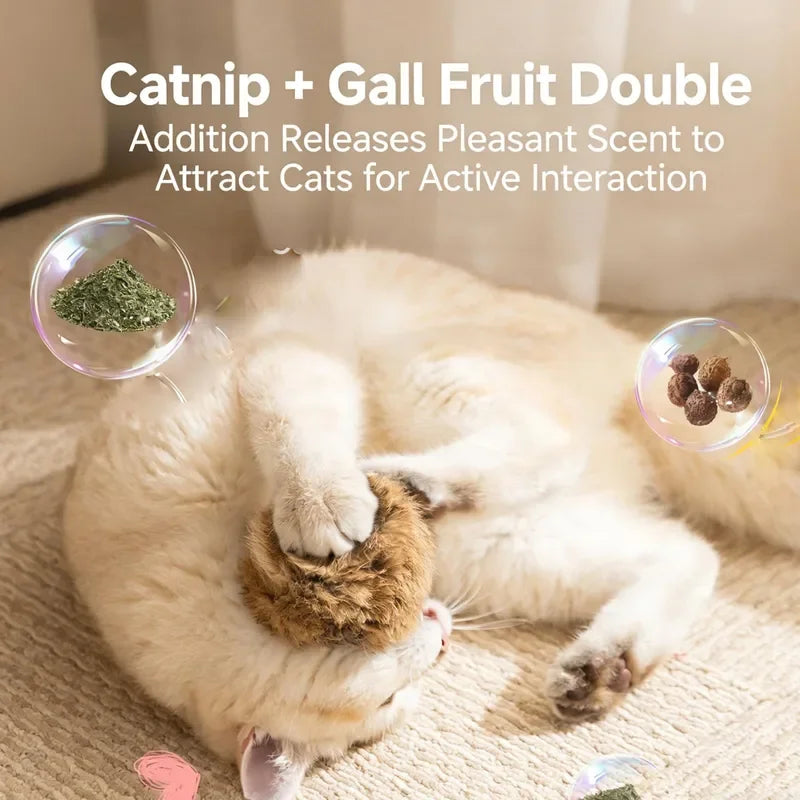 3pcs Rabbit Fur Ball Interactive Cat Toy Pet Product Containing Catnip Toy Ball Chasing Plush Toy Ball Cat Accessories 8cm