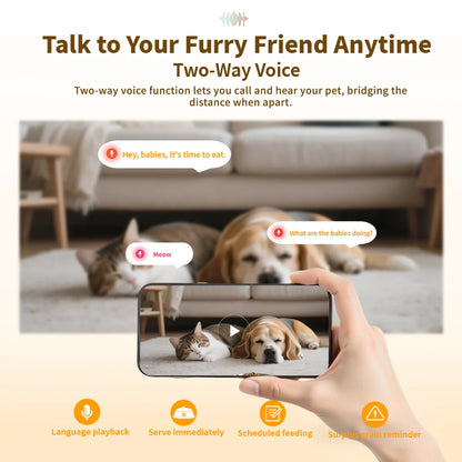 Smart Automatic Pet Feeder with 1080P HD Camera 15cm Elevated 5G WiFi Tuya APP Furpipi Control Automatic Cat Dog Food Dispenser