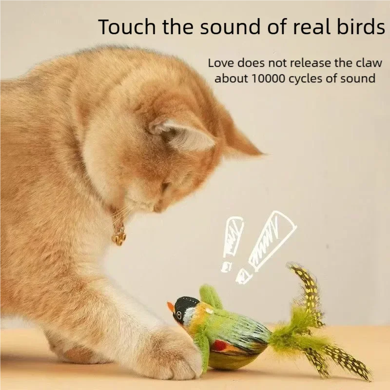 Interactive Cat Toy Electric Simulation Bird With Chirping Sound Flapping Wings Plush Chew Bite Toy For Kittens Cats Pet toy
