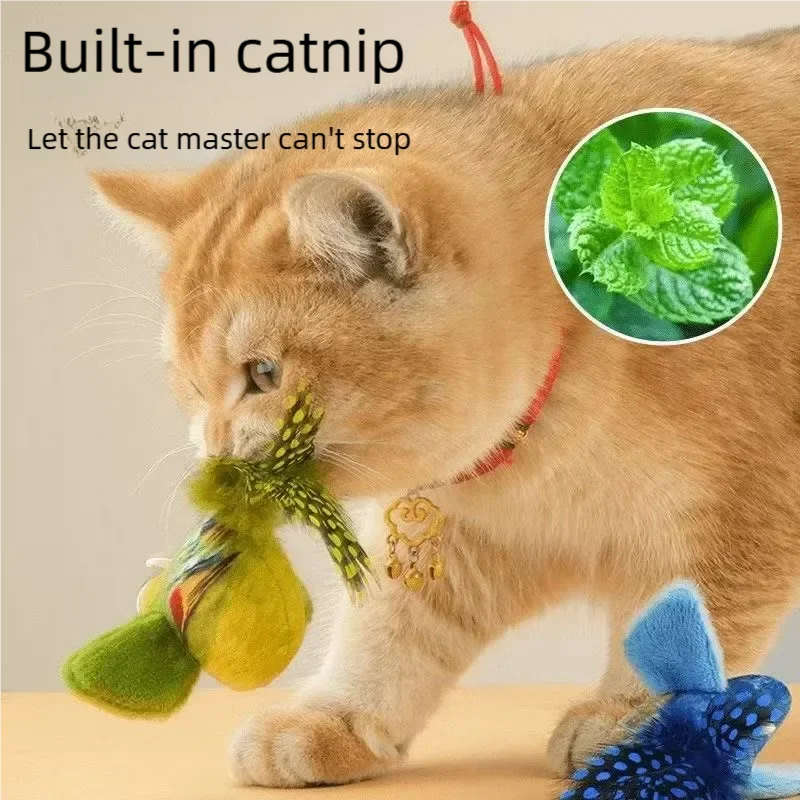 Interactive Cat Toy Electric Simulation Bird With Chirping Sound Flapping Wings Plush Chew Bite Toy For Kittens Cats Pet toy