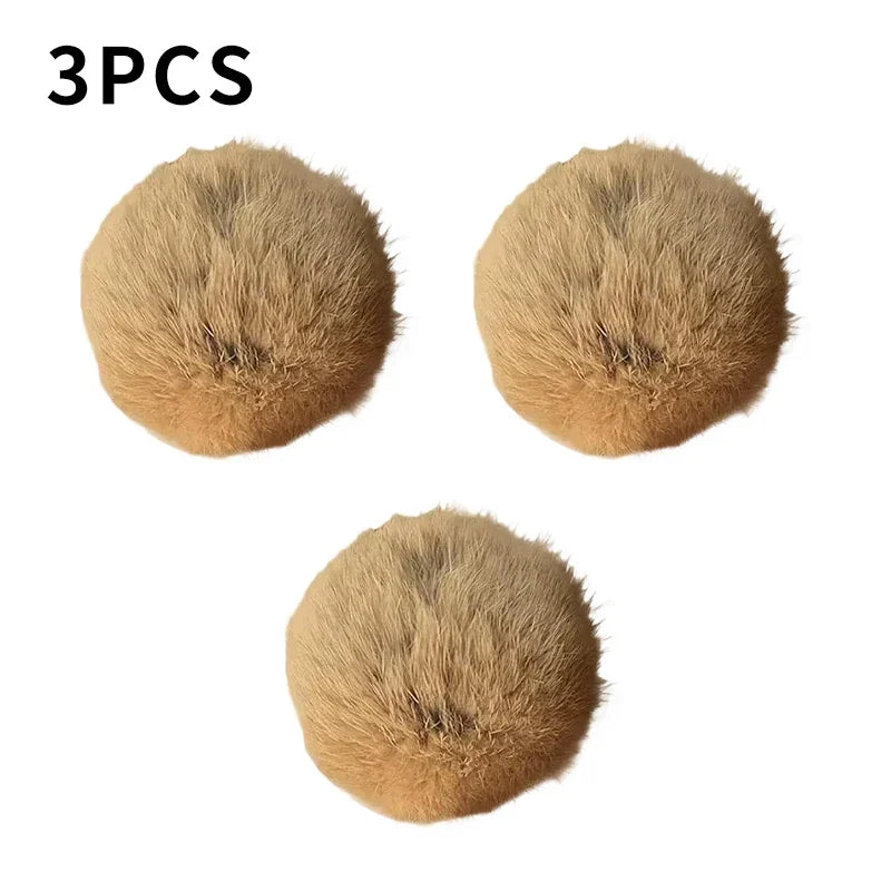 3pcs Rabbit Fur Ball Interactive Cat Toy Pet Product Containing Catnip Toy Ball Chasing Plush Toy Ball Cat Accessories 8cm