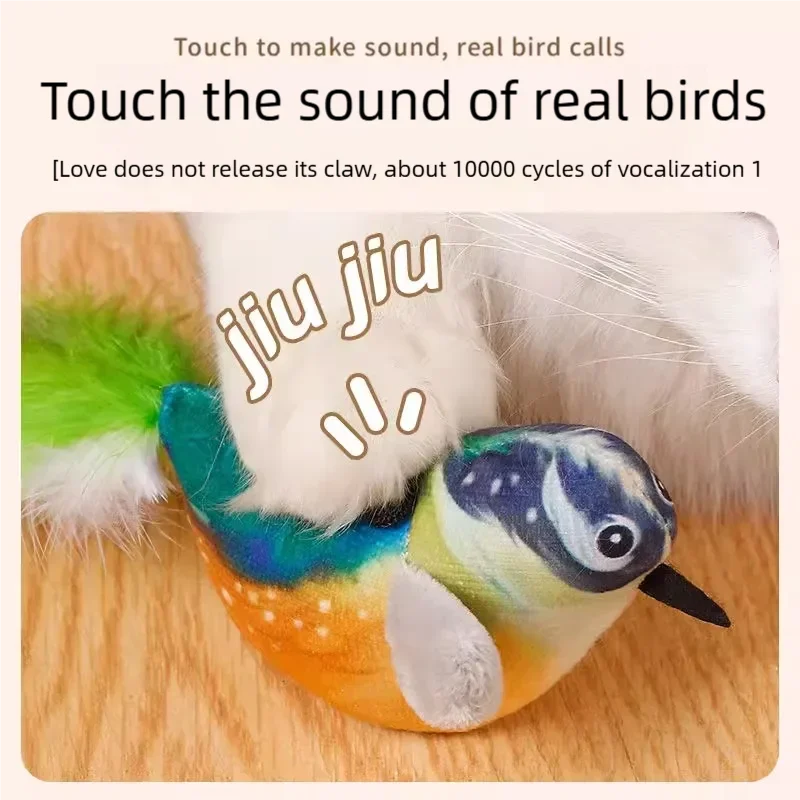 Interactive Cat Toy Electric Simulation Bird With Chirping Sound Flapping Wings Plush Chew Bite Toy For Kittens Cats Pet toy