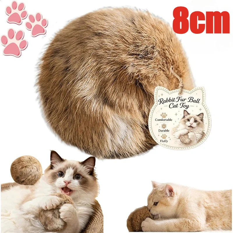 3pcs Rabbit Fur Ball Interactive Cat Toy Pet Product Containing Catnip Toy Ball Chasing Plush Toy Ball Cat Accessories 8cm