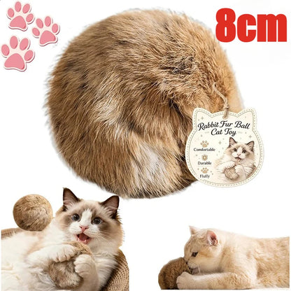 3pcs Rabbit Fur Ball Interactive Cat Toy Pet Product Containing Catnip Toy Ball Chasing Plush Toy Ball Cat Accessories 8cm