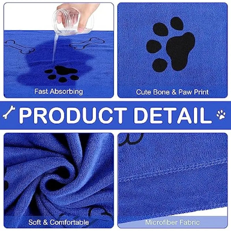 1-2pcs Quick-Drying Microfiber Dog Towel Absorbent Pet Bath Product Fiber Quick-drying Bath Towel Car Wiping Cloth Pet Supplies